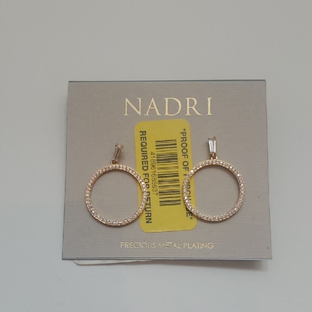 NWT Nadri Sparkling Gold Hoop Earrings